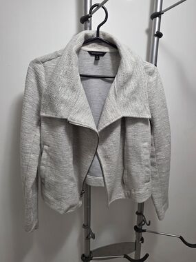 Banana Republic Light Gray Open-Front Textured Jacket